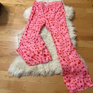 Heart Print Bell-Bottom Yoga Pants